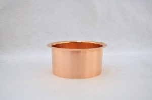 A Copper Rain Water Gutter Cup on a White Background